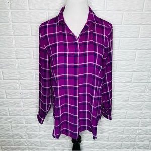 BANANA REPUBLIC Pink Plaid Boyfriend Fit Popover Blouse Size S